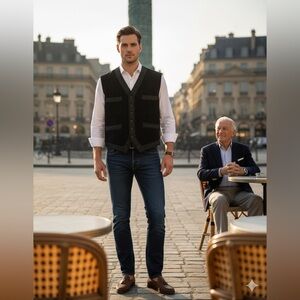 Vintage 90’s Men's Giorgio Armani Wool Silk Cashmere Sweater Vest Italy Sz 42 L